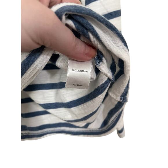 J Jill Womens Blue and White Long Sleeve Striped Tee Size Small Petite - Picture 3 of 4